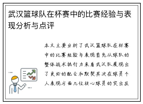 武汉篮球队在杯赛中的比赛经验与表现分析与点评